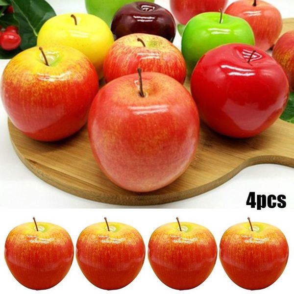 

decorative flowers & wreaths 4pcs/set plastic artificial simulation fake fruit decor applehome party decoration wedding kitchen decorated