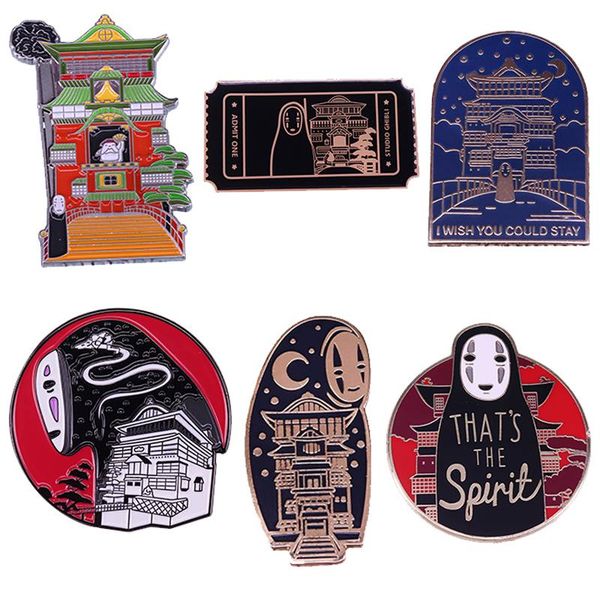 

pins, brooches bathhouse no face that's the spirit brooch pins enamel metal badges lapel pin jackets fashion jewelry accessories, Gray