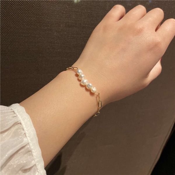 

south korea east gate same fresh water pearl bracelet for women, Black