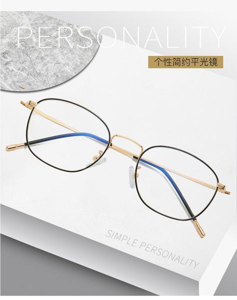 

sunglasses vintage round metal frame personality college style clear lens eye glasses frames blue-light protection mobile phone game, White;black