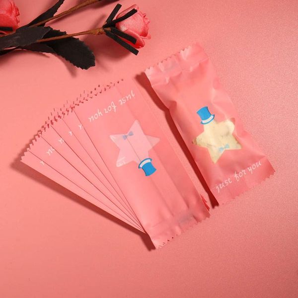 

gift wrap 100pcs/lot soft nougat wrapping handmade transparent hat stars shape pink candy homemade wedding party sugar bonbon bag