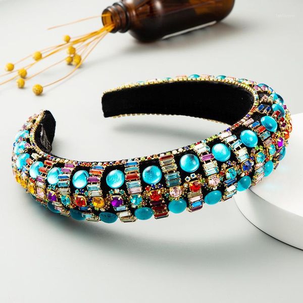 

fashion sponge crystal hair band headbands for women rhinestone hairband baroque luxury headpieces woman accessories 20211