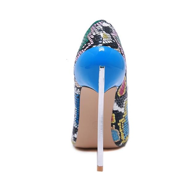 

sandals 13cm ultra high heels women pumps snake pattern shallow party club shoes big size 35-42 metal thin heeled office lady, Black