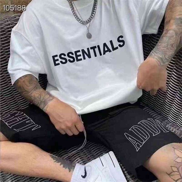 

fog short sleeve men's and women's feel of fog flower reflective fg rich double line essentials high street t-shirt fashion, Black