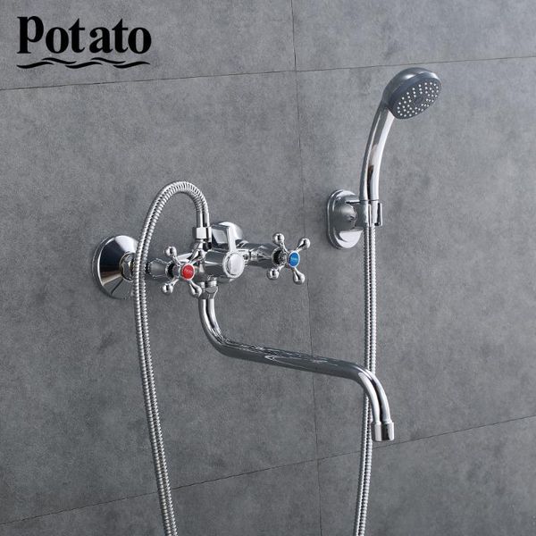 

potato bathroom shower faucet economic zinc trough bathtub sprayer double control bath mixer with head sets