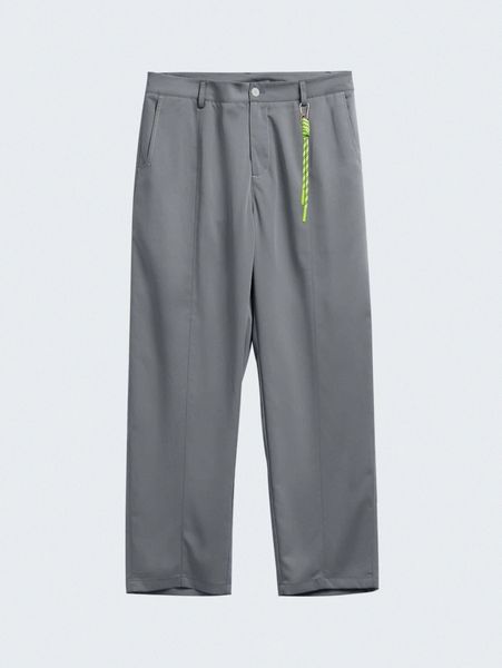 

men letter patch chain detail straight leg pants 03ks#, Black