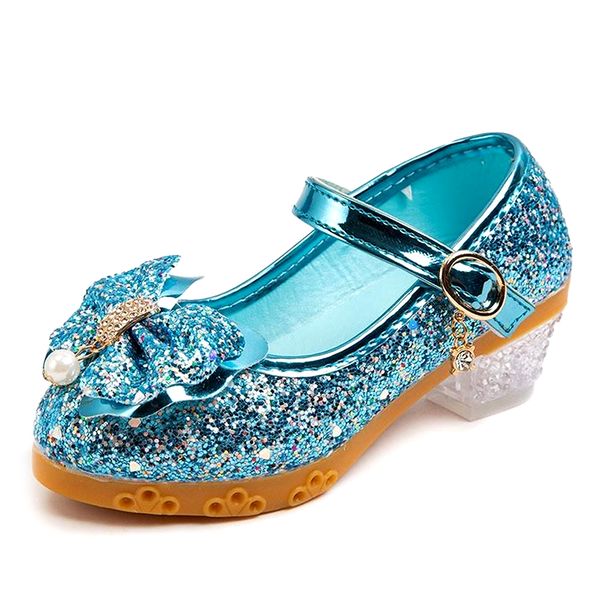 

children shoes girls high heel princess dance sandals kids shoes glitter leather fashion girls party dress wedding shoes, Black;red