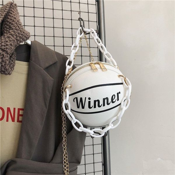 

winter basketball style women's one shoulder messenger fashion solid color printing small round bag