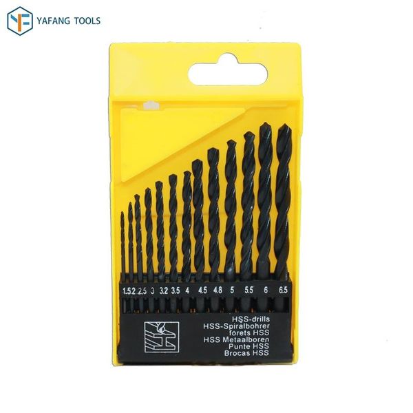 

13pcs/set twist drill bit 1.5-6.5mm titanium coated hss gun round shank wood plastic metal hole cutter professional bits