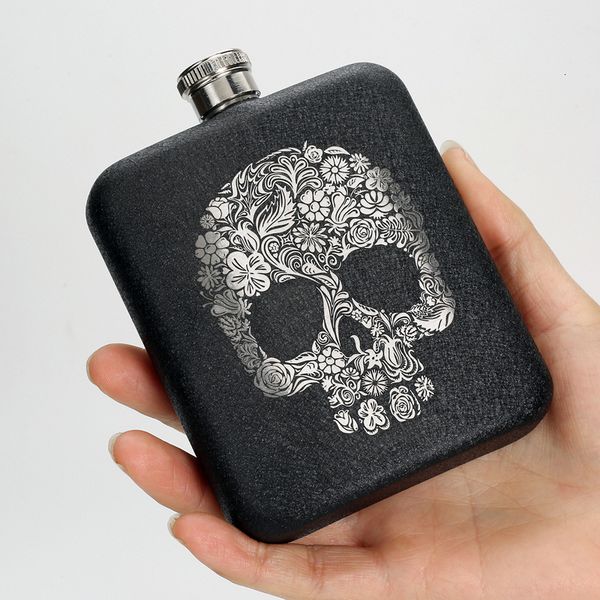 

flask flagon 6 oz stainless steel hip flask 6 frosted black wine gift