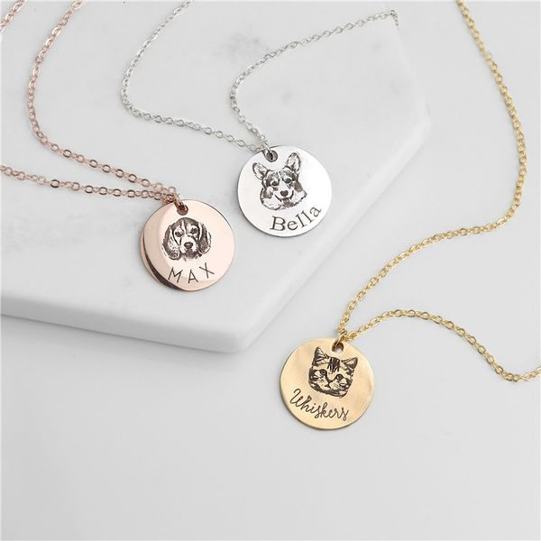 

animal po stainless steel engraved disc pet necklace women men jewelry friendship gifts, Silver