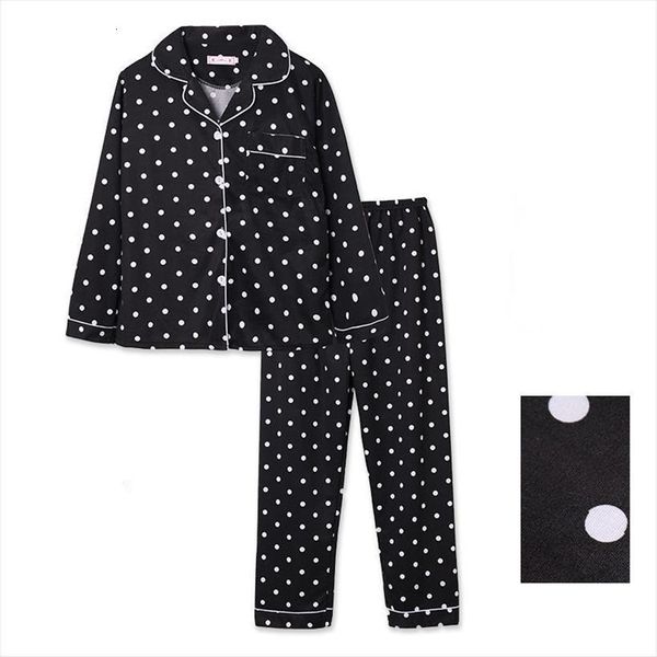 

pajamas set dot womens sleepwears pyjama long sleeve shirt pants 2piece fashion mom homewear, Black;red