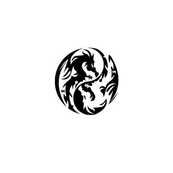

17.8cm*17.8cm dragon shaped yin and yang vinyl car sticker decal black silver c17-00035