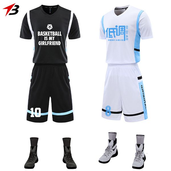 

tracksuit sport suit basketball men's breathable vest lettering sportswear training jersey match summer and autumn 19, Gray