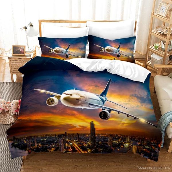 

bedding sets city sky aircraft airplane  king size set comfortable duvet cover / comforter bedclothes for teenagers