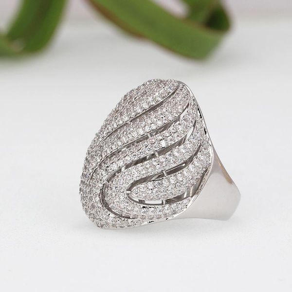 

cluster rings bride talk charm trendy twisted gold color big ring for women cubic zircon finger boho beach good looks jewelry accessories, Golden;silver