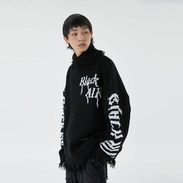 

men's sweaters bridgewater suÃ©ter hip hop desgastado masculino e feminino, pulÃ´ver de malha com gola alta, casal, streetwear up3r, White;black