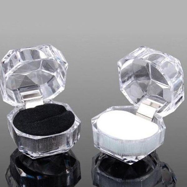 

jewelry pouches, bags package ring earring box storage plastic organizer case acrylic transparent wedding packaging, Pink;blue