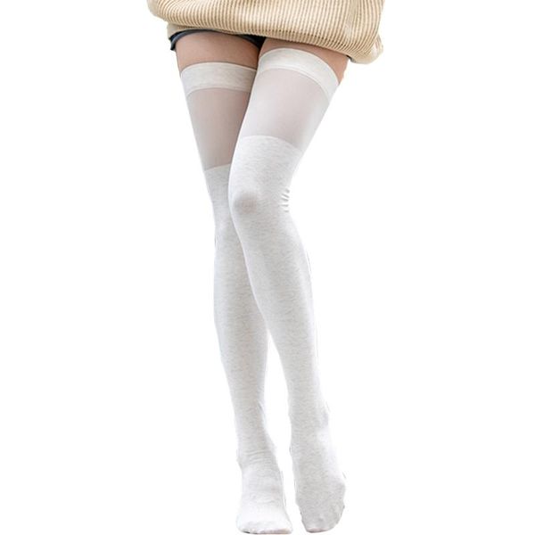 

women thigh high socks extra long cotton knit warm tall boot stockings silicone dots anti-skid yoga for femme sports, Black