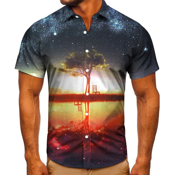 

men's shirts 2021 casual fashion 3d digital printing shirt for men, White;black