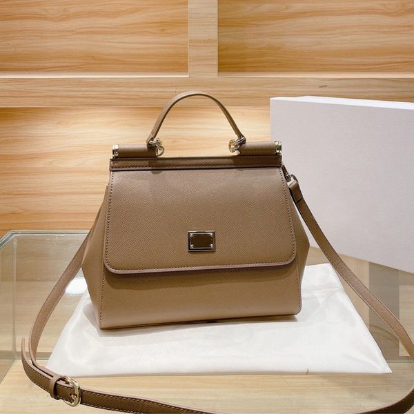 

25cm women handbag tote bag genuine leather shoulder bags elegant lady handbags solid color flip removable belt high quality