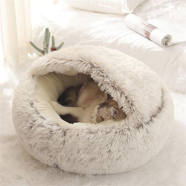 

soft dog cat plush bed semi-enclosed nest non-slip pet sleeping mat comfortable warm pad for kitten in winter supplies beds & furniture