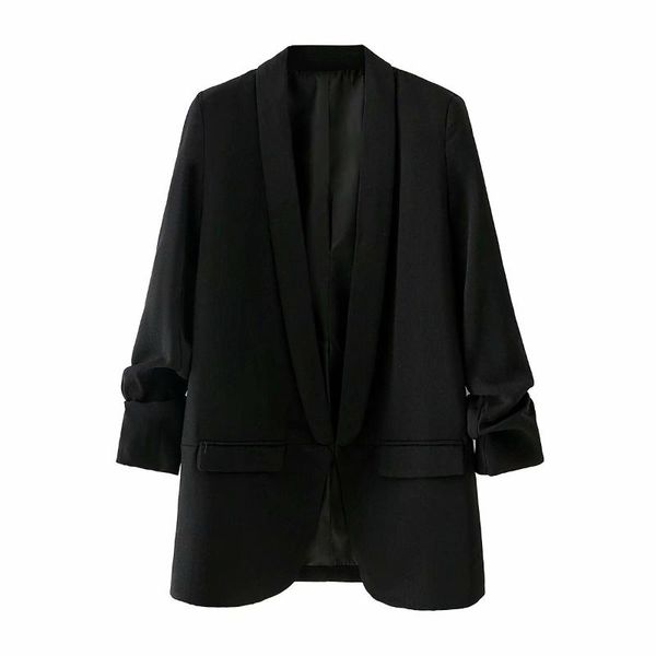 

women's suits & blazers superaen 2021 autumn office lady solid black notched full coat single button women, White;black