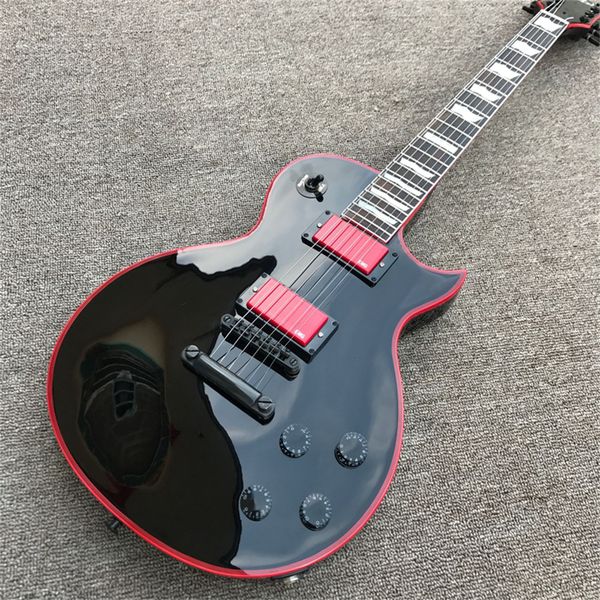 

delivery, black electric guitar, red edge, guitar, new electric guitars guitarra