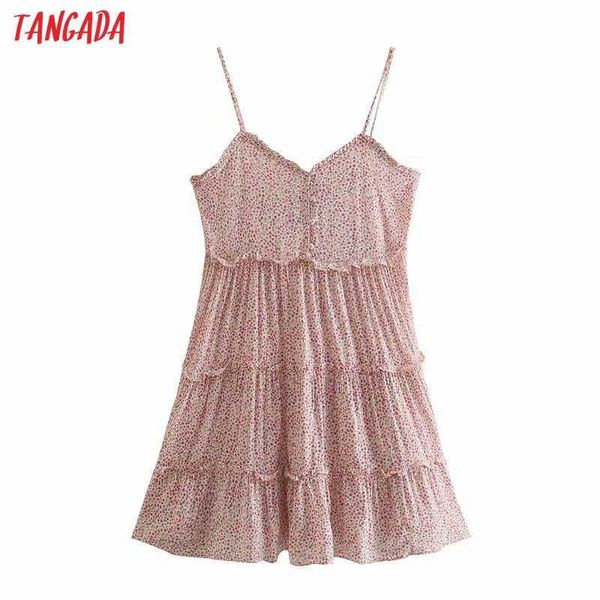 

tangada fashion flowers print ruffles bra dresses for women female casual beach dress 3h529 210609, Black;gray