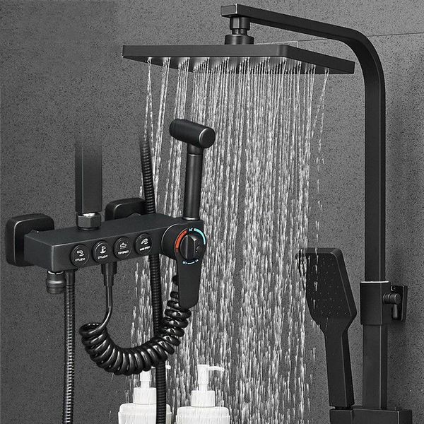 

pure black shower set with bidet bathroom thermostatic bathtub sets