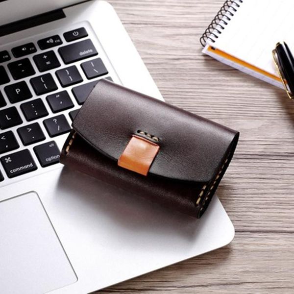 

wallet men women genuine leather travel card case handmade large capacity holder coin purse wallets, Red;black