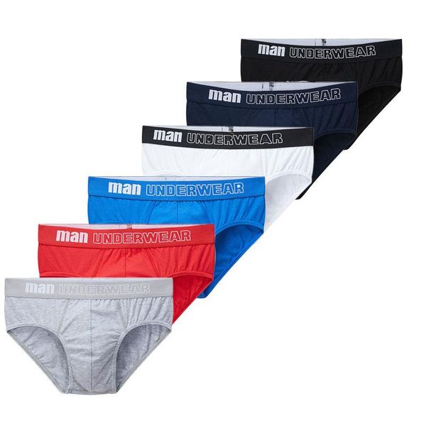 

underpants 6pcs soft mens underwear male solid color comfortable cotton men panties man letter briefs, Black;white