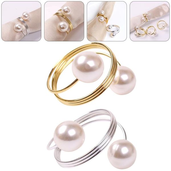 

table napkin 2pcs pearl rings alloy buckles wedding party accessories
