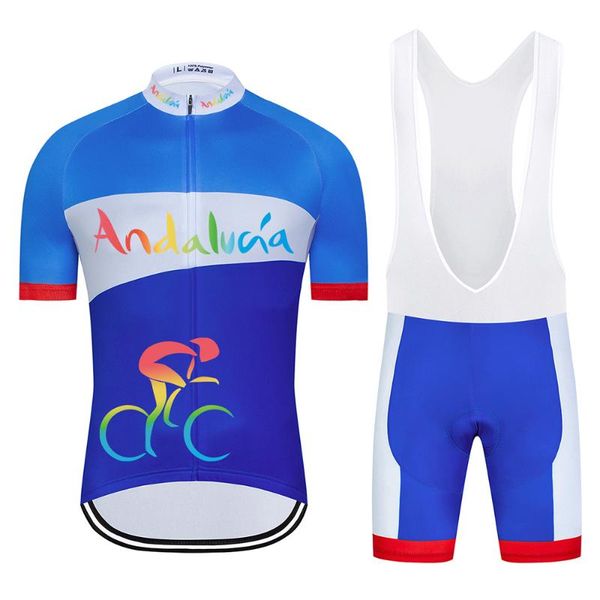 

racing sets andalucia men's summer pro bicycling sportswear cycling jersey bike clothing short ropa ciclismo maillot culotte suits, Black;blue