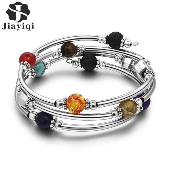 

beaded, strands charm women bracelet natural stone beads multilayer wrap bracelets fashion famale girl jewelry party gift, Black