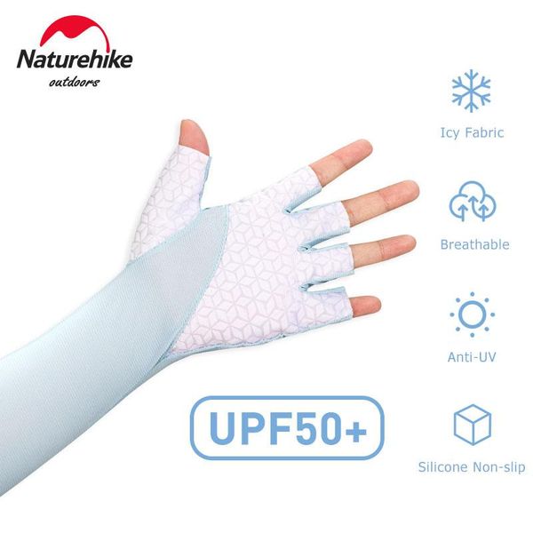 

naturehike sun protection sleeves outdoor sunscreen running upf50+ uv arm portable sunblock glove elbow & knee pads, Black;gray