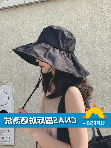 

sun hat sister's big love ~ black glue sunscreen female summer cover face ultraviolet sun uv fisherman's hat, Blue;gray