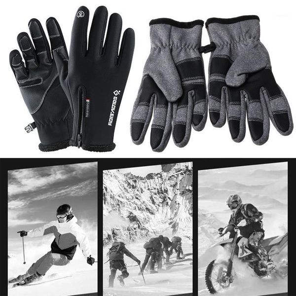 

cycling gloves winter warm riding men women touch screen windproof waterproof glove drop1, Black
