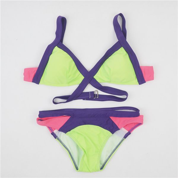 

color matching bandage swimsuit women's stitching, White;black