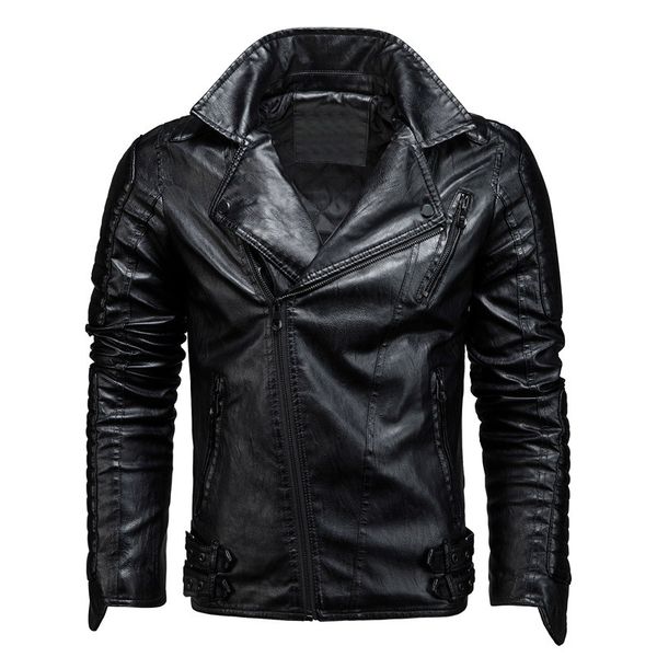 

fashion leather men's autumn and winter racing motorcycle suit jacket embroidered stitching, Black