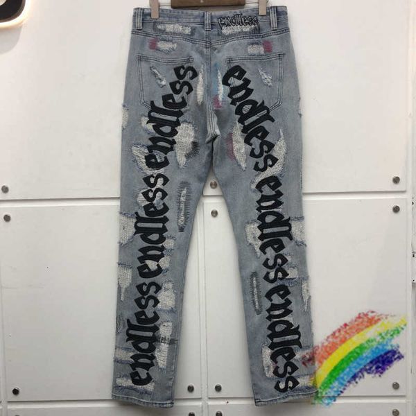 

men's jeans jeans damage hole distressed jean men women quality streetwear black fluorescent green letter embroidery denim pants aqy0, Blue