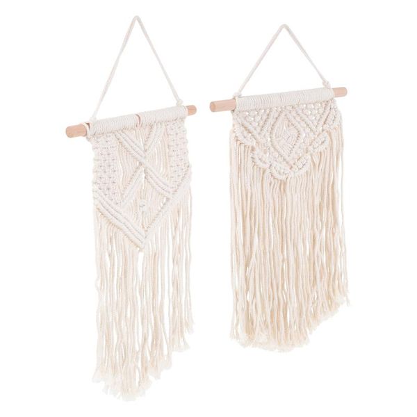 

tapestries 2pcs bohemian hand-woven cotton cord white upholstered