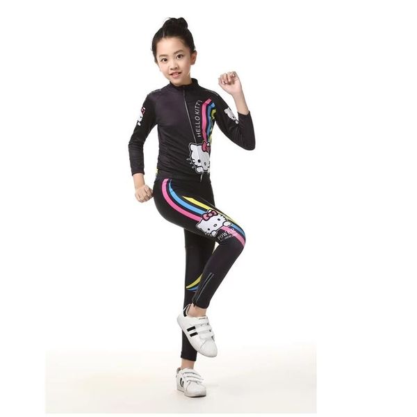 

children cycling clothing winter thermal fleece gel padded bicycle breathable road jerseys jersey long sleeves for girl racing sets, Black;blue