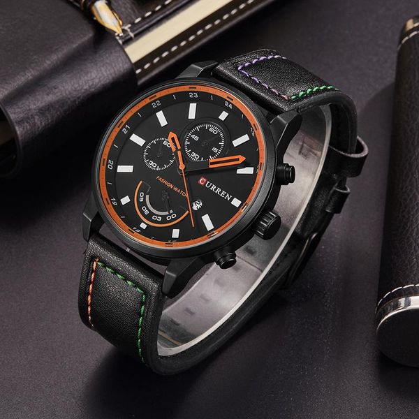 

curren watches men prevail quartz watch men's fashion casual sport clock black wristwatch relogio masculino wristwatches, Slivery;brown