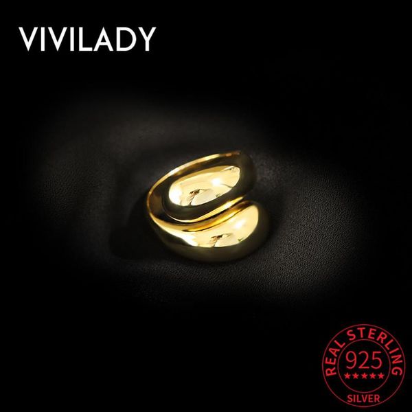 

cluster rings vivilady korean 925 sterling silver irregular round wide women charm ring ins trendy gloss female party fine jewelry, Golden;silver