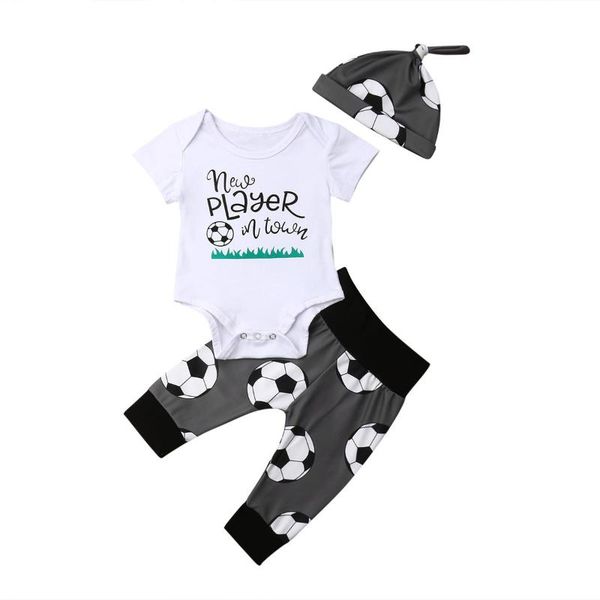 

clothing sets baby & children's 3pcs born boy t-shirt long pants 3-18m kid outfit clothes set hat, White
