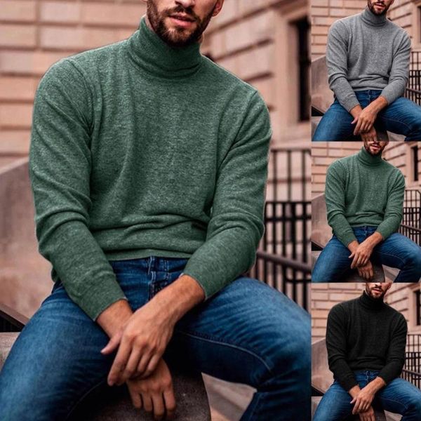 

men's sweaters turtleneck men solid color slim elastic warm knitted sweater pullover casual male thin autumn knitwear, White;black