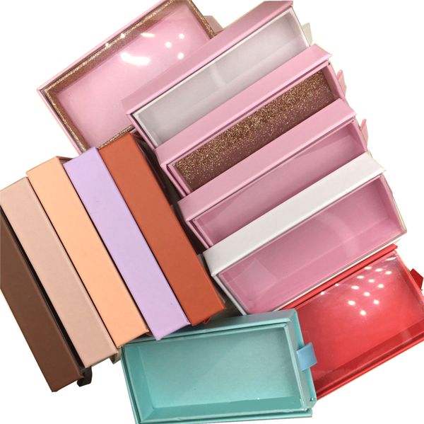 

wholesale eyelashes box solid color false eyelash packaging 10-30mm lashes boxes make up tools in empty cases bulk