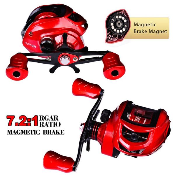 

baitcasting reels reel 7.2:1 gear ratio 3+1bb 10kg max drag 12 level magnetic brake system aluminum spool for freshwater saltwater