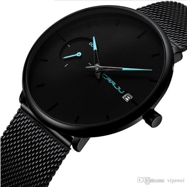 

men luxurious fashion quartz watch simple design ultra thin dial stainless steel milan mesh strap watches auto date waterproof, Slivery;brown